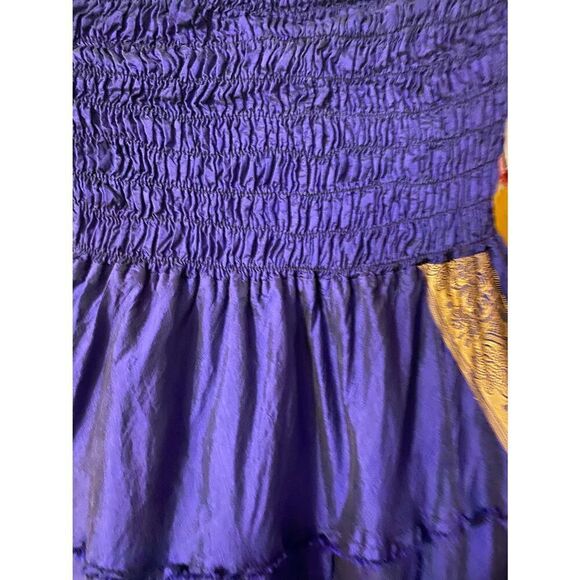 Silk Strapless Tiered Dress Purple/Eggplant Iridescent Size S/M - Picture 16 of 16